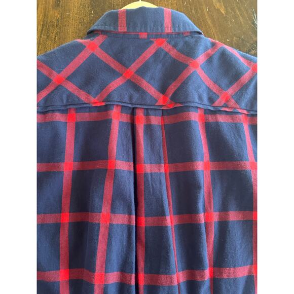 ⭐️ J. Crew Red Blue‎ Plaid 100% Cotton Lightweight Button Down Dress Women's 2 - Picture 7 of 12